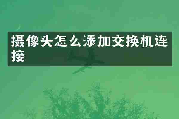 摄像头怎么添加交换机连接