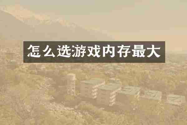 怎么选游戏内存最大
