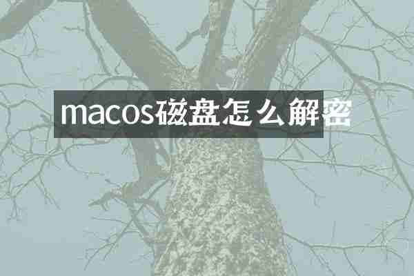 macos磁盘怎么解密