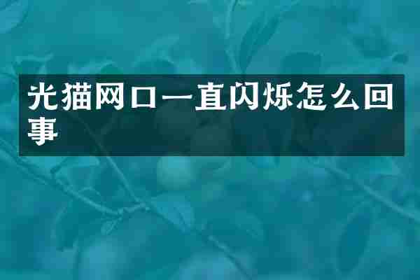 光猫网口一直闪烁怎么回事