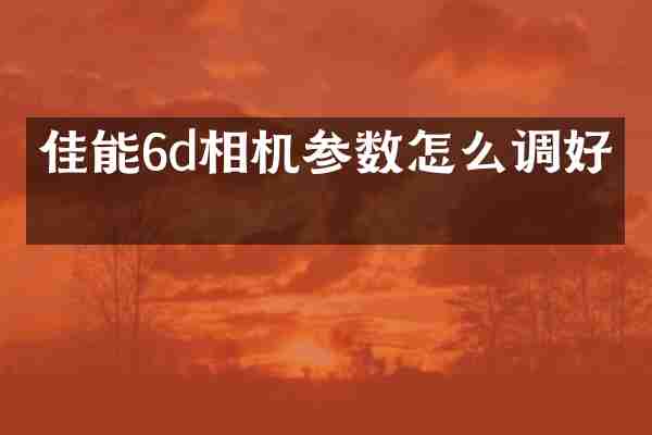 佳能6d相机参数怎么调好看