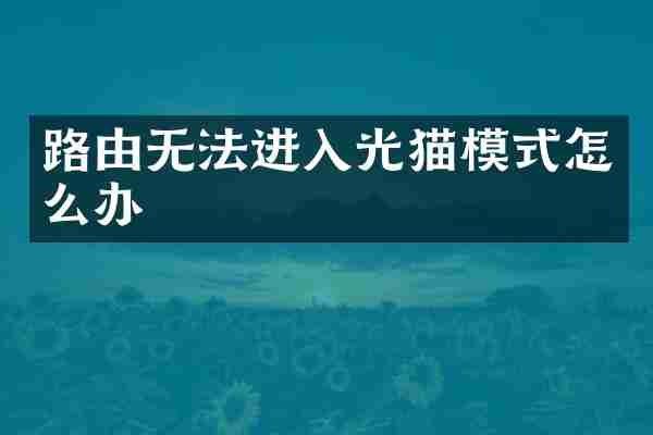 路由无法进入光猫模式怎么办