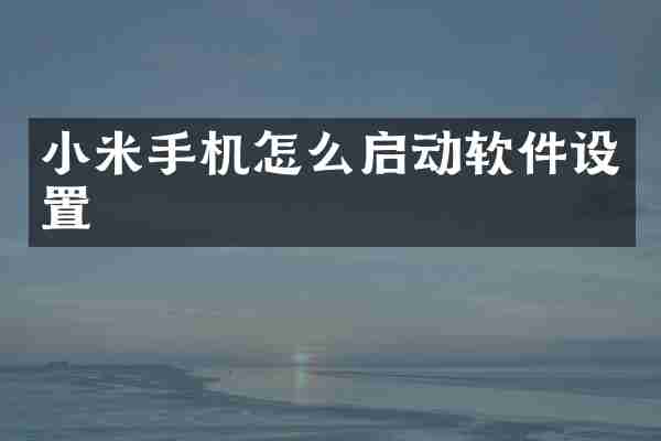 小米手机怎么启动软件设置