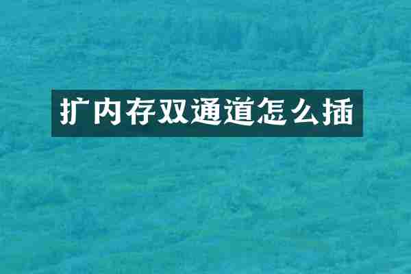 扩内存双通道怎么插