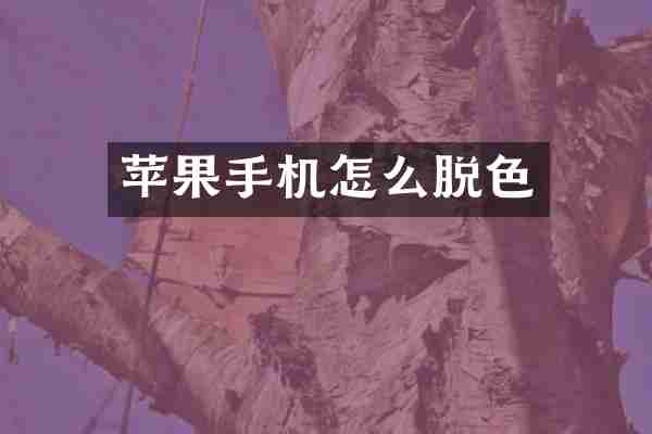苹果手机怎么脱色