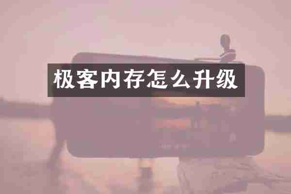 极客内存怎么升级