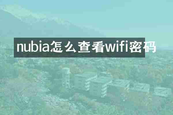 nubia怎么查看wifi密码