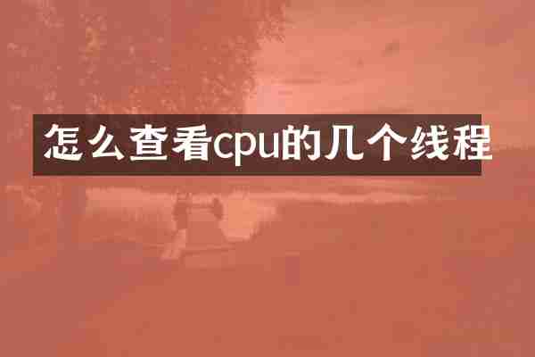 怎么查看cpu的几个线程