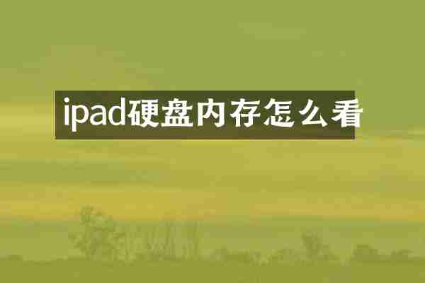 ipad硬盘内存怎么看