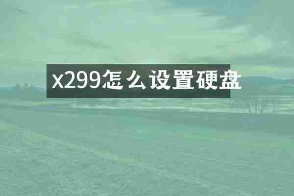 x299怎么设置硬盘