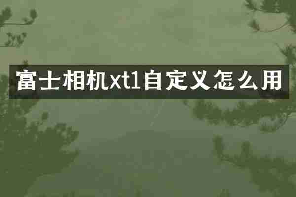 富士相机xt1自定义怎么用