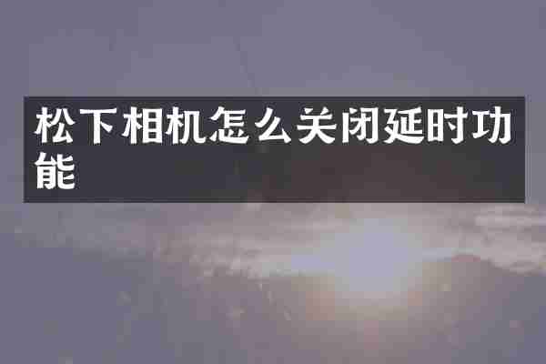 松下相机怎么关闭延时功能