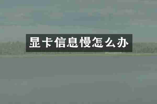 显卡信息慢怎么办