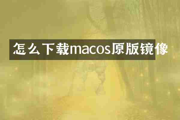 怎么下载macos原版镜像