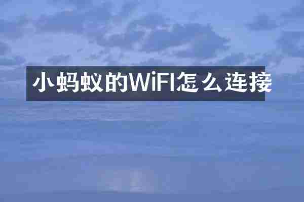 小蚂蚁的WiFI怎么连接