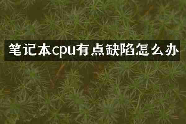 笔记本cpu有点缺陷怎么办
