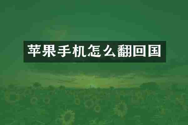 苹果手机怎么翻回国