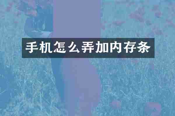 手机怎么弄加内存条