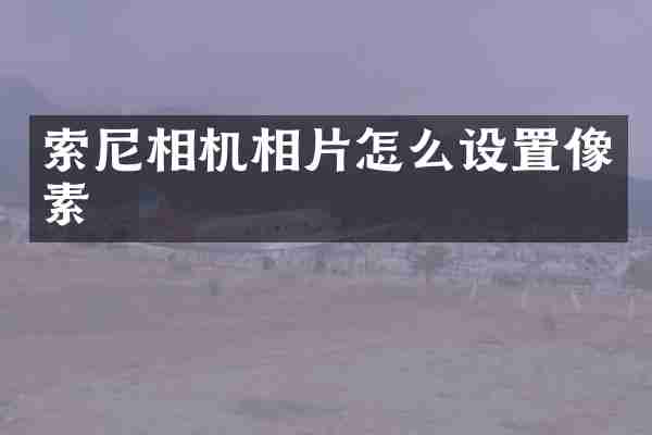 索尼相机相片怎么设置像素