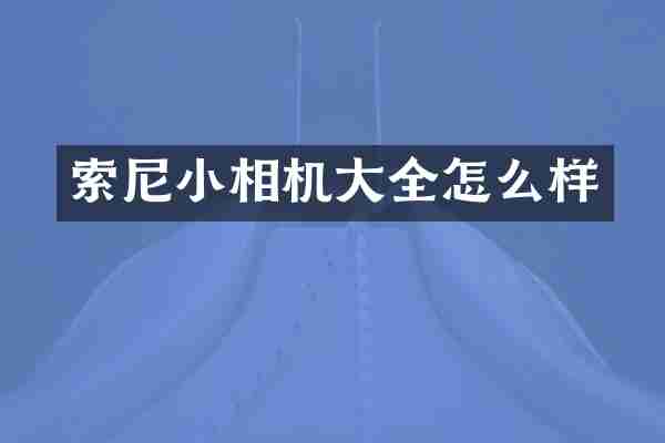 索尼小相机大全怎么样