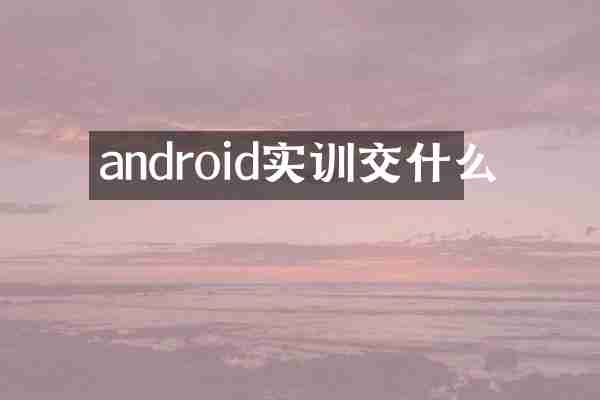android实训交什么