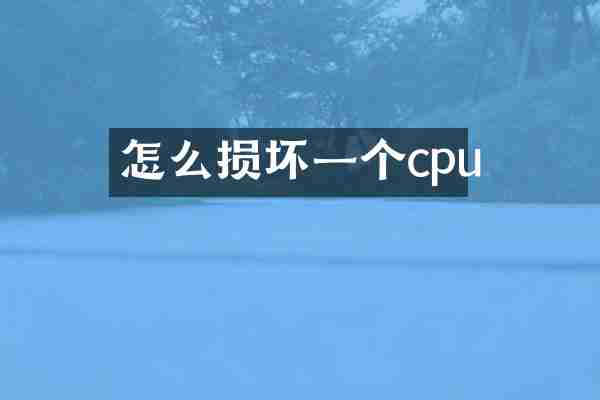 怎么损坏一个cpu