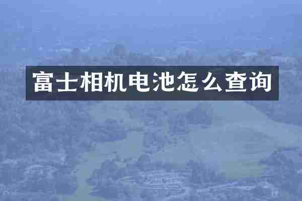 富士相机电池怎么查询
