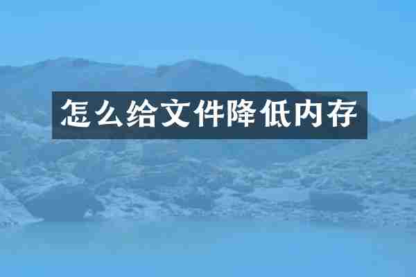 怎么给文件降低内存