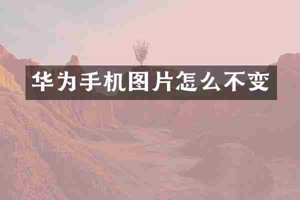 华为手机图片怎么不变