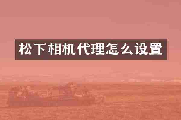 松下相机代理怎么设置