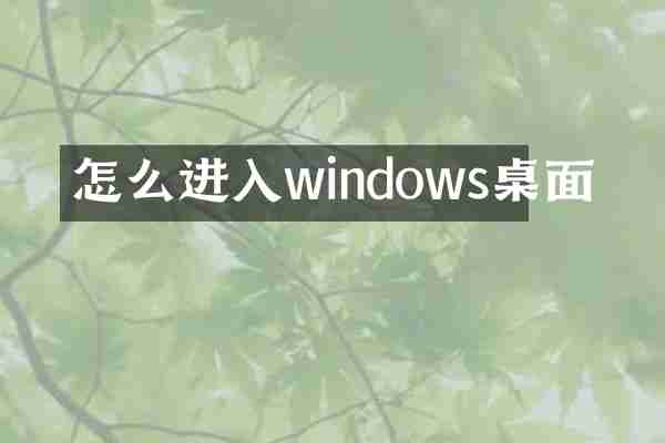 怎么进入windows桌面