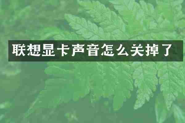 联想显卡声音怎么关掉了