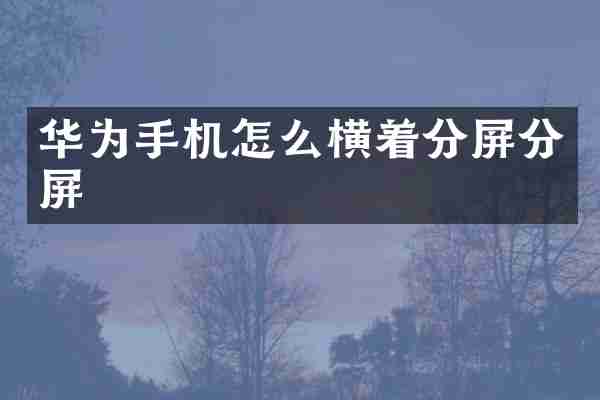 华为手机怎么横着分屏分屏