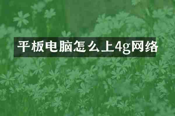 平板电脑怎么上4g网络