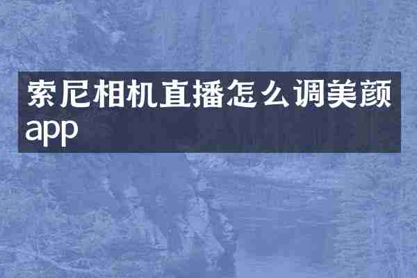 索尼相机直播怎么调美颜app