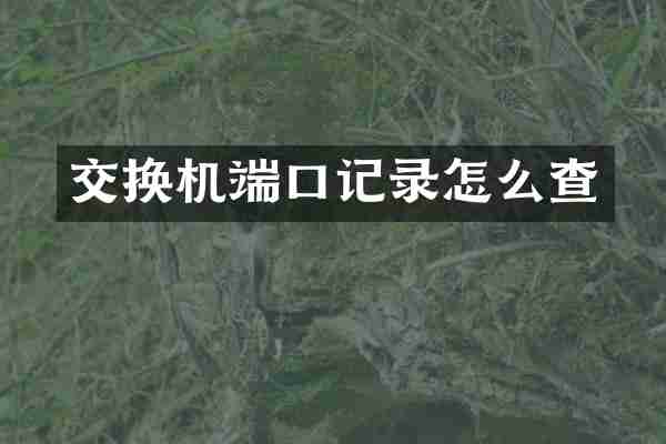 交换机端口记录怎么查