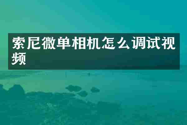 索尼微单相机怎么调试视频