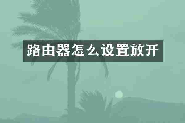 路由器怎么设置放开