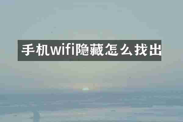 手机wifi隐藏怎么找出