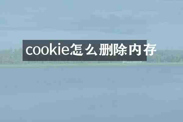 cookie怎么删除内存