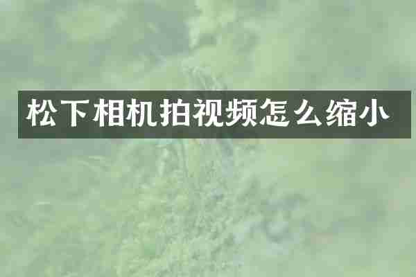 松下相机拍视频怎么缩小