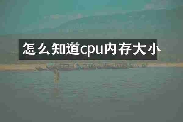 怎么知道cpu内存大小