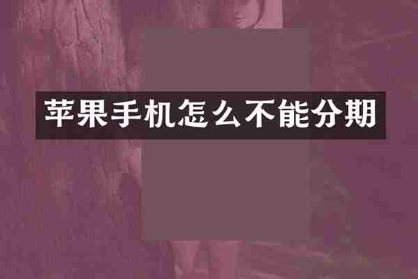 苹果手机怎么不能分期