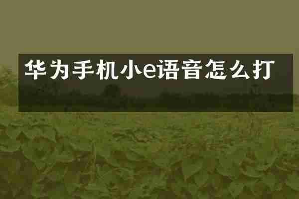 华为手机小e语音怎么打开