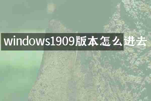 windows1909版本怎么进去