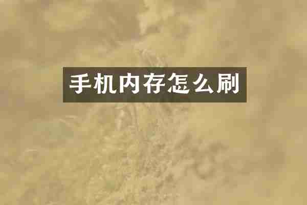 手机内存怎么刷