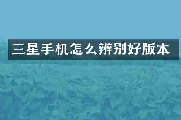 三星手机怎么辨别好版本