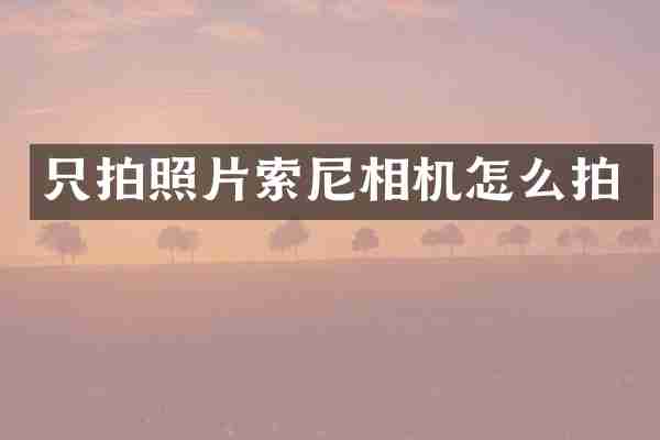 只拍照片索尼相机怎么拍