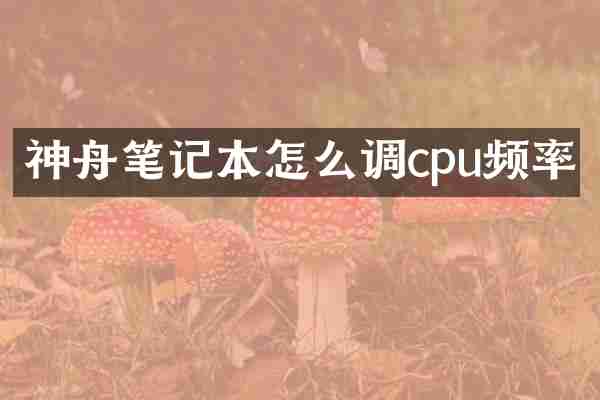 神舟笔记本怎么调cpu频率