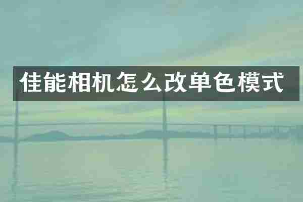 佳能相机怎么改单色模式